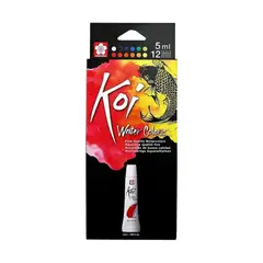 SAKURA - Set 12 Acuarelas en Tubo Koi 5ml