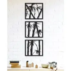 GENERICO - Cuadro decoración 3 piezas varas bambu impreso en 3D