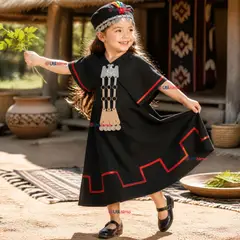 UTILISIMO - Traje Típico Vestido Mapuche Completo 5 Piezas Niña Fiestas Patrias