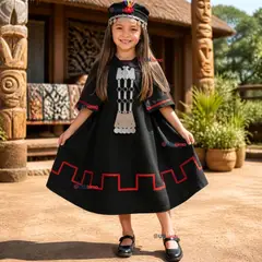 UTILISIMO - Traje Típico Vestido Mapuche Completo 5 Piezas Niña Fiestas Patrias