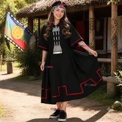 UTILISIMO - Traje Típico Vestido Mapuche Completo 5 Piezas Juvenil Fiestas Patrias