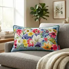 DIE SPIEGELBURG - Cojín con bellas flores coloridas de 42 x 26 cm Garden Love – M. Bastin