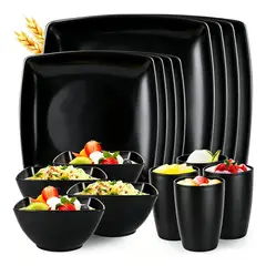 GENERICO - Cuadrada Vajilla Juego Cocina Paja Trigo Plato Tazas Kit