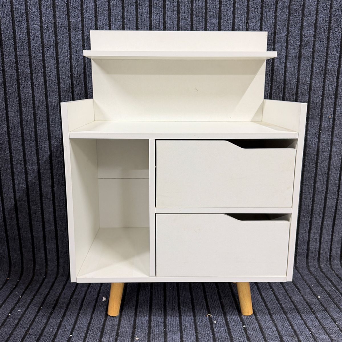 GENERICO - Velador Nordico Con 2 Cajones Y Un Estante Lagomuebles Mdf