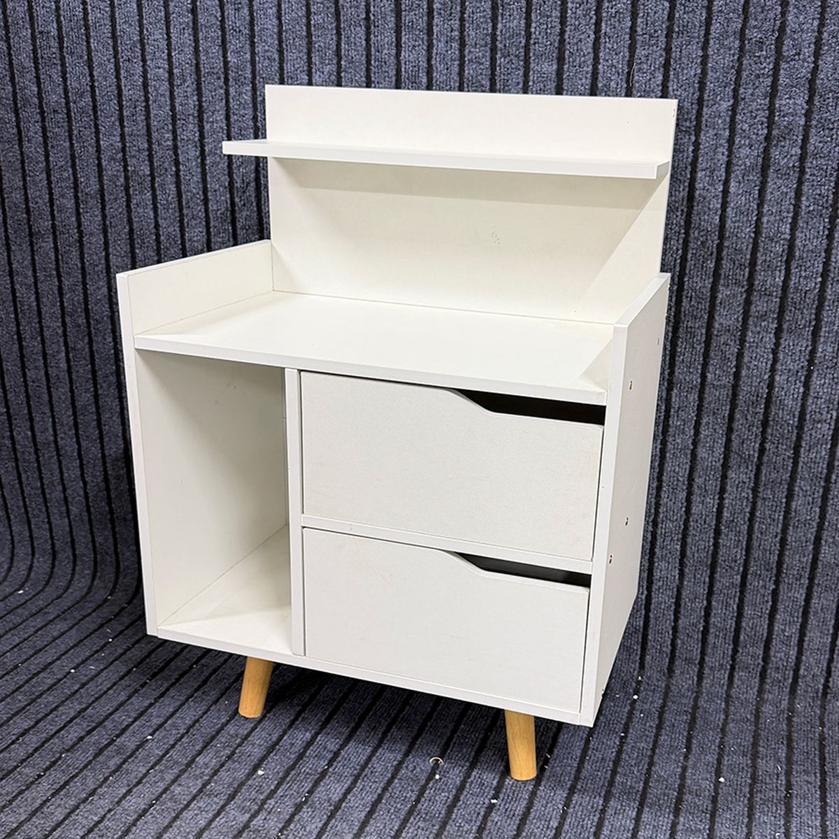 GENERICO - Velador Nordico Con 2 Cajones Y Un Estante Lagomuebles Mdf