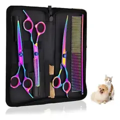 GENERICO - Set De Tijeras Estetica Canina Pet Sicssors Gato Perro 4pcs