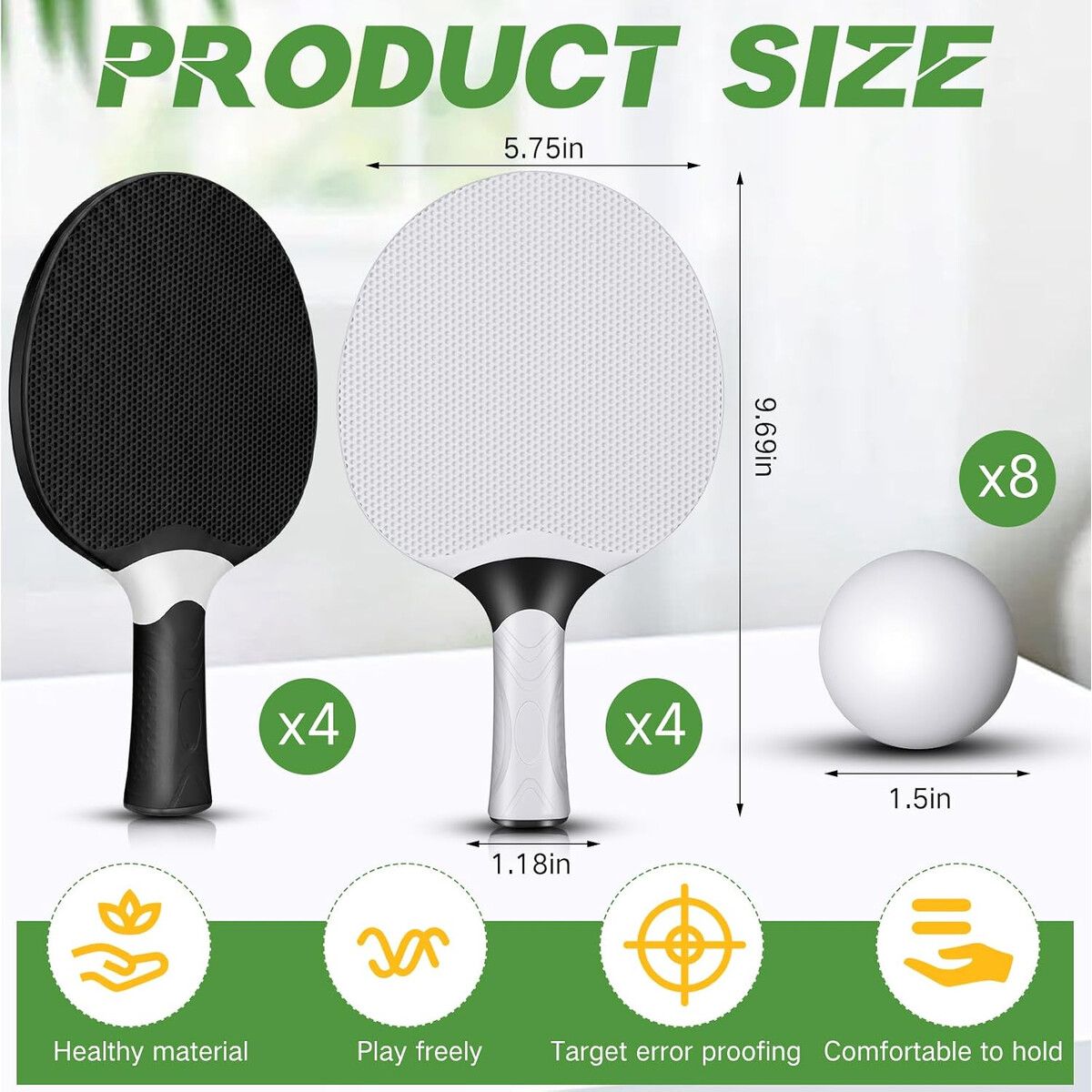 PING - Paletas Ping Pong Junkin Set 8 Goma Compuesta