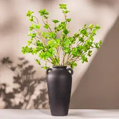 LAUREL - Jarron Cerámica Vine Decor 30cm Negro 63cm Ramas