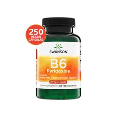 SWANSON - Vitamina B6 Piridoxina 100 mg - 250 Cápsulas Veganas