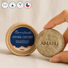 AMARU SKINCARE - Shampoo Sólido Mini de Viaje Cabello Graso Control 35 g - Amaru