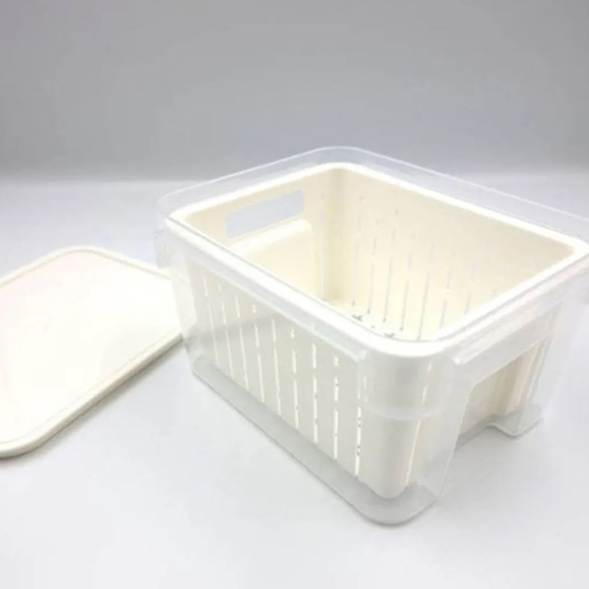 Contenedor Organizador De Refrigerador Con Cesta De Drenaje Beige, marca GENERICO - Foto Principal