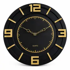 TOPSOC - Reloj De Pared Grande 50 Cm Negro Dorado Decorativo Moderno