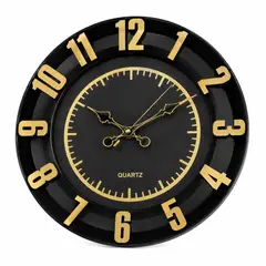 GENERICO - Reloj De Pared Grande 40 Cm Negro Dorado Decorativo Moderno