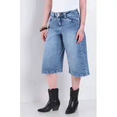 WADOS - JORT MUJER BERMUDA DENIM TIRO ALTO PRETINA 1 BOTON