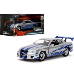 JADA TOYS - Auto Nissan Skyline GT-R R34 2002 Rápido y Furioso Silver Escala 1:32 Coleccionable Modelo Deportivo