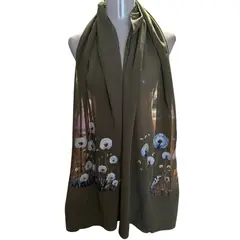 AMG ACCESORIOS - Pañuelo de viscosa AMG ACCESORIOS, estampado a mano tono verde pasto