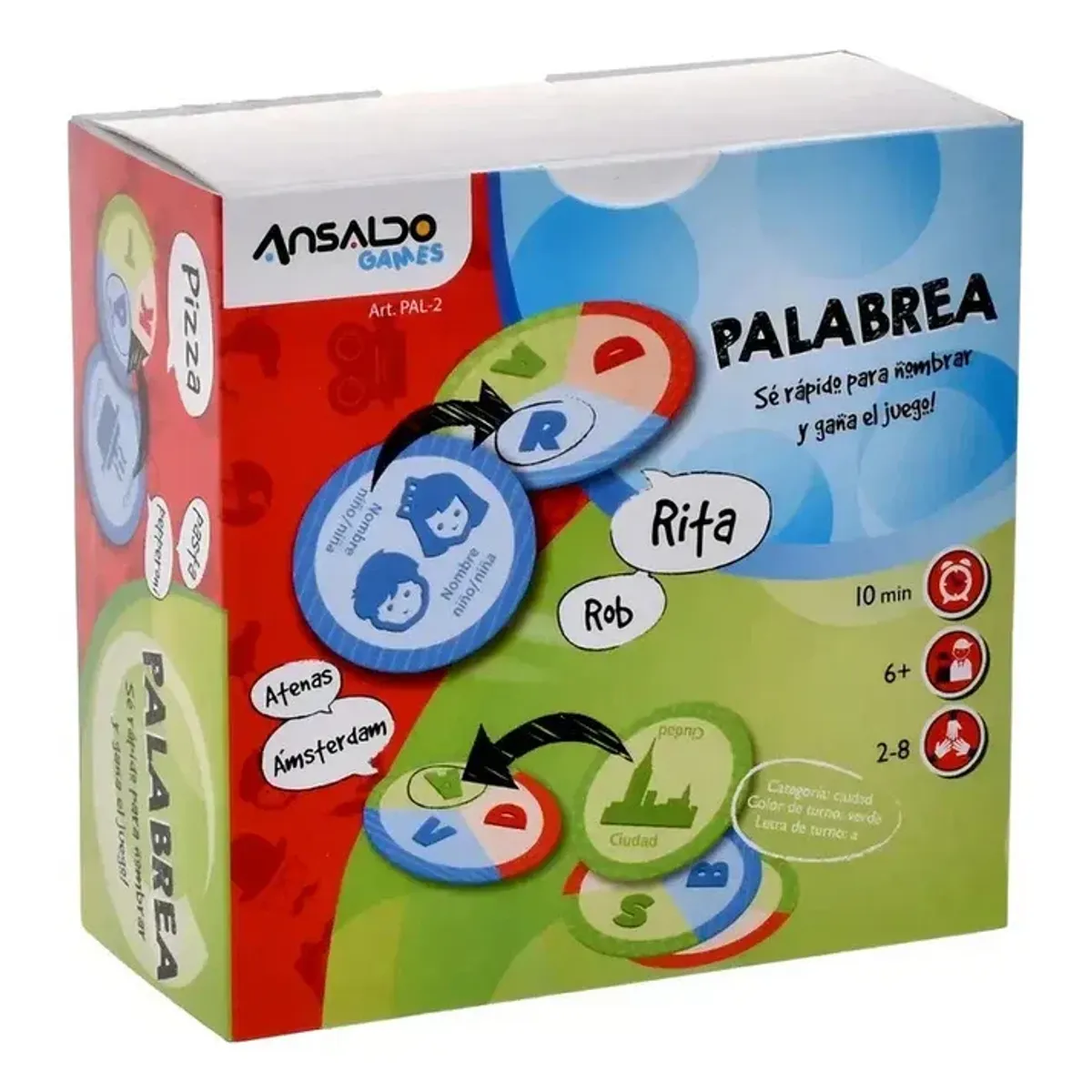 ANSALDO GAMES - Juego de Cartas Palabrea 2 Ansaldo Games para 2 a 8 Jugadores