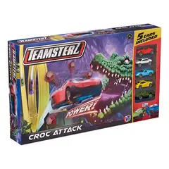 TEAMSTERZ - Pista de Autos Cocodrilo + 4 Autitos Multicolor
