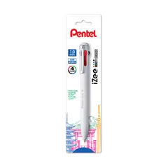 PENTEL - Bolígrafo Multicolor Izee 4 Colores 1mm Blanco