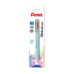 PENTEL - Bolígrafo Multicolor Izee 4 Colores 1mm Celeste