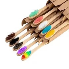 GENERICO - CEPILLO DE DIENTES BAMBU ADULTO PACK 10 UNIDADES ECOLOGICOS