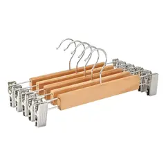 GENERICO - Pack 5 Colgadores Madera Hongxing Antideslizantes Con Pinza Gancho Giratorio