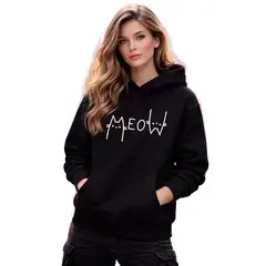 MARITEX - Poleron Diseño Gatito Gato Meow Con Capucha Mujer