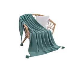 GENERICO - Manta tejida decorativa 130x150cm Turquesa