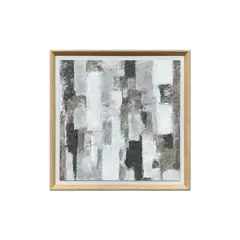TRIBUS HOME - Cuadro Decorativo Abstracto Pintado a Mano Verticales I 73.5x73.5 cm con marco color madera