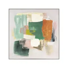 TRIBUS HOME - Cuadro Decorativo Abstracto Pintado a Mano Fragmentos De Día II 80x80 cm con marco color madera