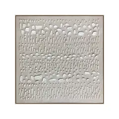 TRIBUS HOME - Cuadro Decorativo Abstracto Pintado a Mano Eco Mineral 80x80 cm con marco color madera
