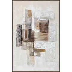 TRIBUS HOME - Cuadro Decorativo Abstracto Pintado a Mano Estructura De Barro 80x120 cm con marco de madera