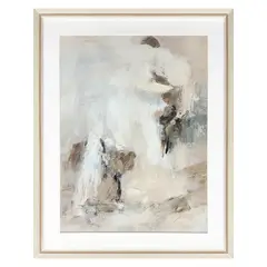 TRIBUS HOME - Cuadro Decorativo Abstracto Pintado a Mano Alba Neutra I 60x75 cm con marco color madera