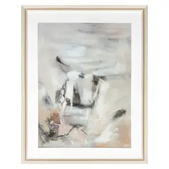 TRIBUS HOME - Cuadro Decorativo Abstracto Pintado a Mano Alba Neutra II 60x75 cm con marco color madera
