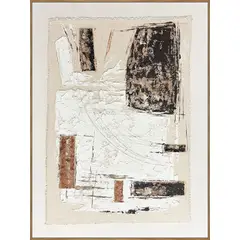 TRIBUS HOME - Cuadro Decorativo Abstracto Pintado a Mano Vestigios Del Desierto II 60x80 cm con marco color madera