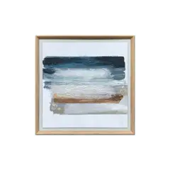 TRIBUS HOME - Cuadro Decorativo Abstracto Pintado a Mano Franja Norte 73.5x73.5 cm con marco color madera