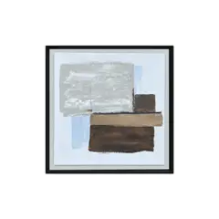 TRIBUS HOME - Cuadro Decorativo Abstracto Pintado a Mano Territorio 73.5x73.5 cm con marco de madera