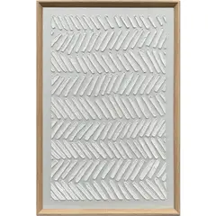 TRIBUS HOME - Cuadro Decorativo Abstracto Pintado a Mano Movimiento Blanco 63.5x93.5 cm con marco color madera
