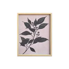 TRIBUS HOME - Cuadro Decorativo Abstracto Pintado a Mano Flora Nocturna I 42x52 cm con marco color madera