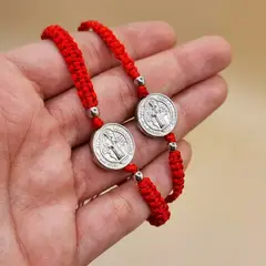 LK LUKSO - Pack 2 Pulseras Hilo Rojo San Benito Protección Acero