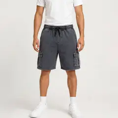 HERIEL - Short Pre Lavado Bermuda Hombre Buzo 100% Algodón Elasticado