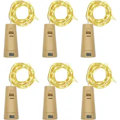 GENERICO - Pack 6 Luces LED Hada Corcho 2M Decorativas Botella Luz Cálida