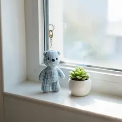 GENERICO - PELUCHE LLAVERO OSO DE TWEED CELESTE