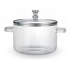 GENERICO - Olla Vidrio Borosilicato Resistente 1800mL Tapa Cocina