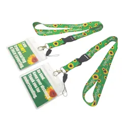 GENERICO - Cinta Lanyard Girasoles Con Porta Credencial Y Broche Seguridad