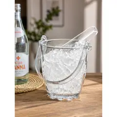 GENERICO - Hielera De Vidrio Transparente Con Pinza y Asa Para Hielo