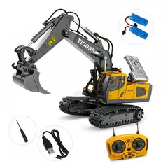 GENERICO - Juguete Excavadora Control Remoto ROLIN con 2 baterias alta duración 11 Canales 2.4Ghz