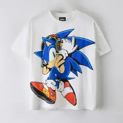 SONIC - Polera Manga Corta Niño Personaje Grande Blanco