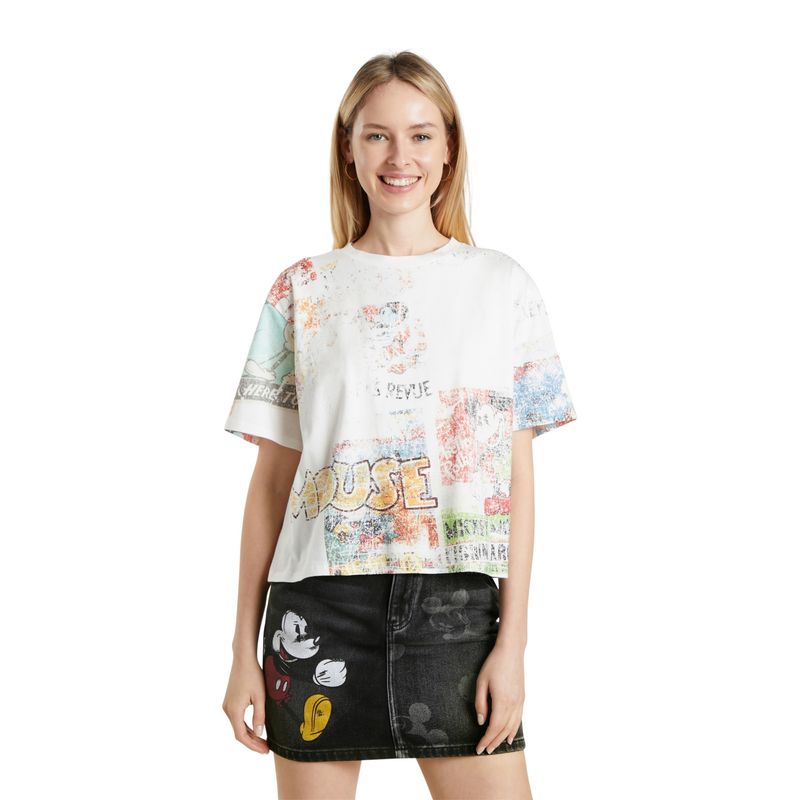 DESIGUAL - Camiseta Mickey Mouse Algodón Mujer