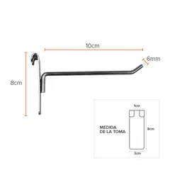 STOREFIX - PACK DE 10-PCS GANCHERA PARA PARRILLA 10 CM - EXHIBIDOR